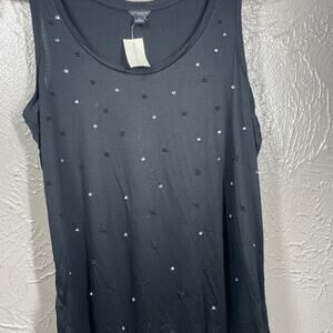 Ann Taylor black tank top sleeveless sparkle bead‎ size medium